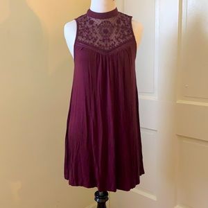 Lace Top Purple Keyhole Dress; Size XS